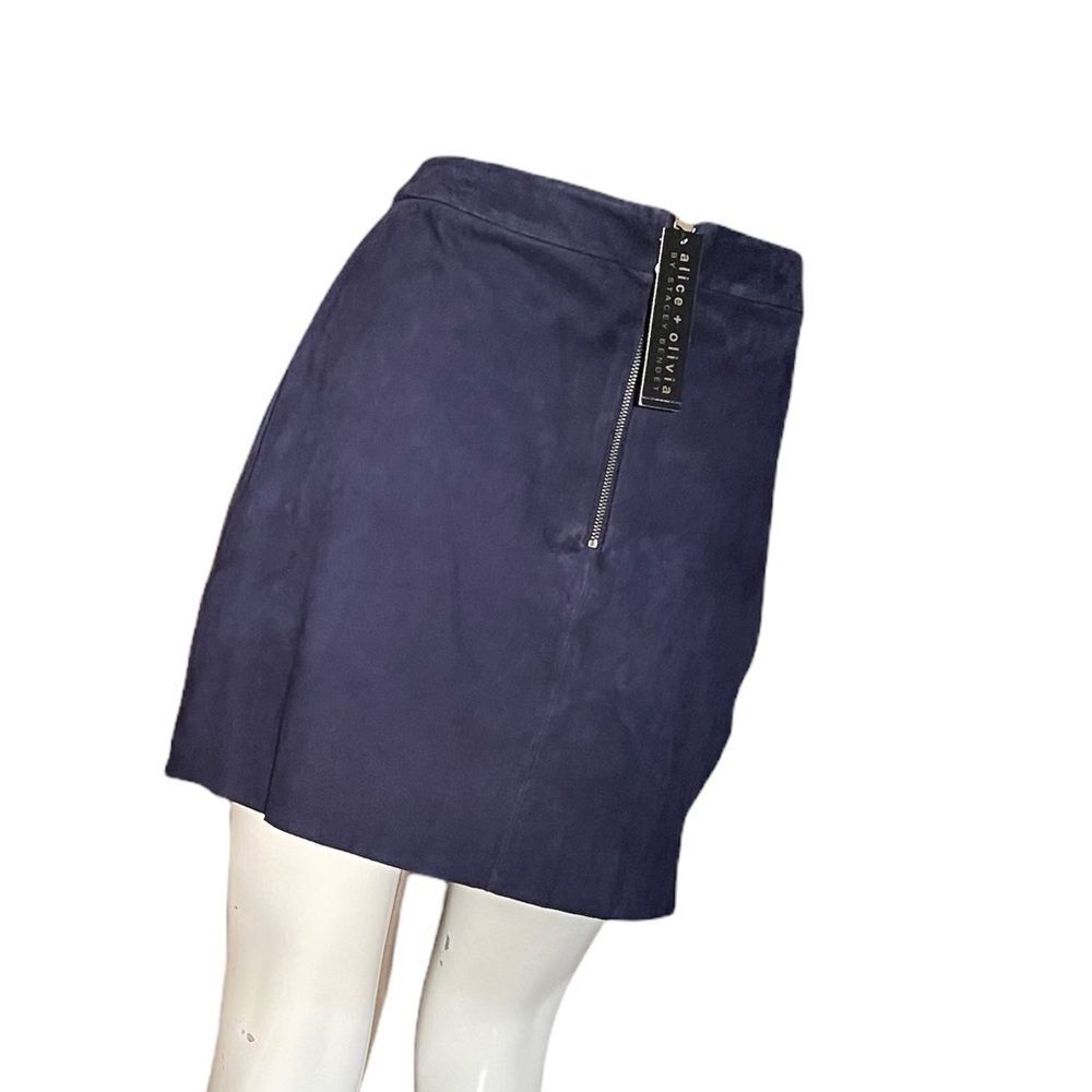 Alice + Olivia 100% Leather Suede Mini Skirt NWT - Picture 3 of 7